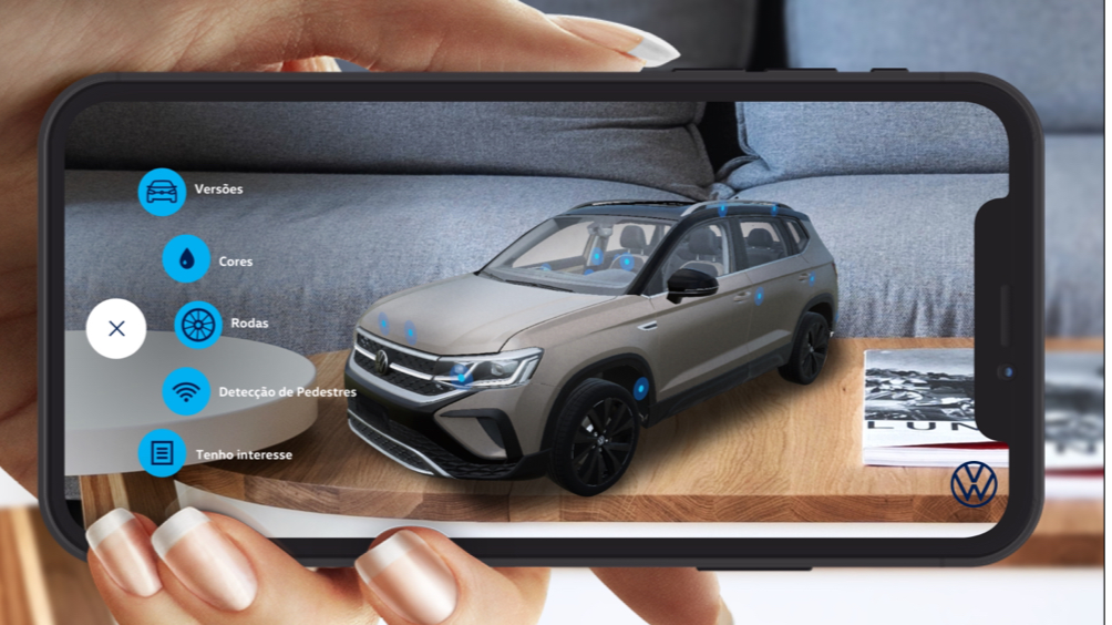 Conheça o novo VW Taos na palma da mão, com tecnologia de realidade aumentada.